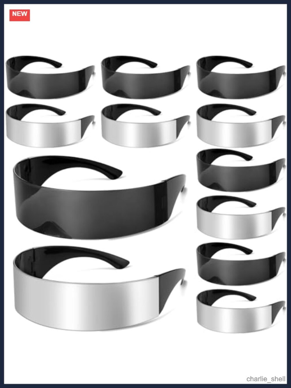 12 Pairs Futuristic Cyber Visor Shield Sunglasses Costume Cosplay Accessory